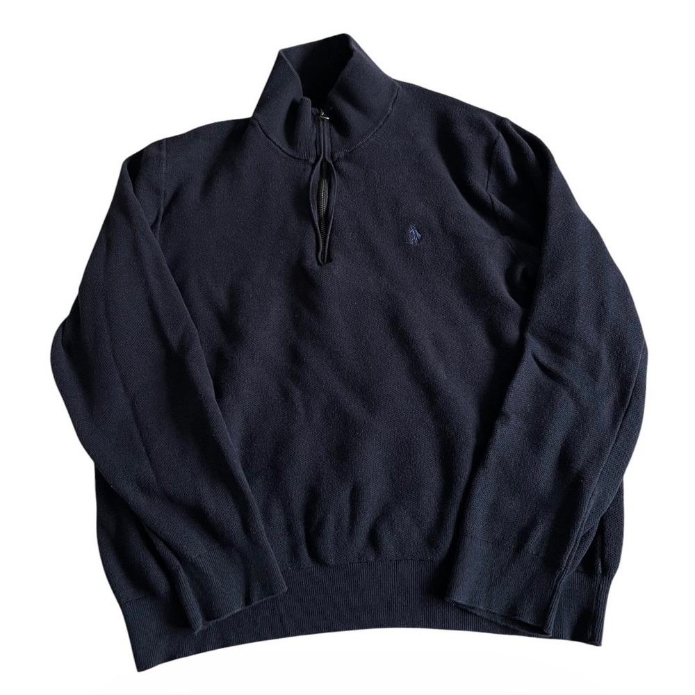 Polo Ralph Lauren Mens Quarter Zip Pullover Navy Cotton Sweater XXL Pony Logo